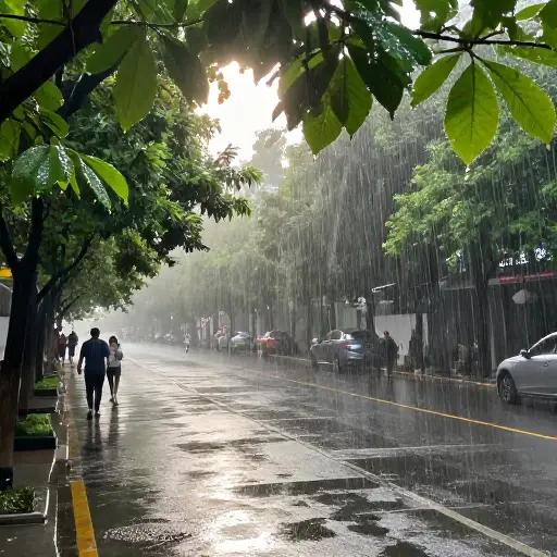 夏日午后的阵雨带来一丝清凉，但这种舒适感转瞬即逝。