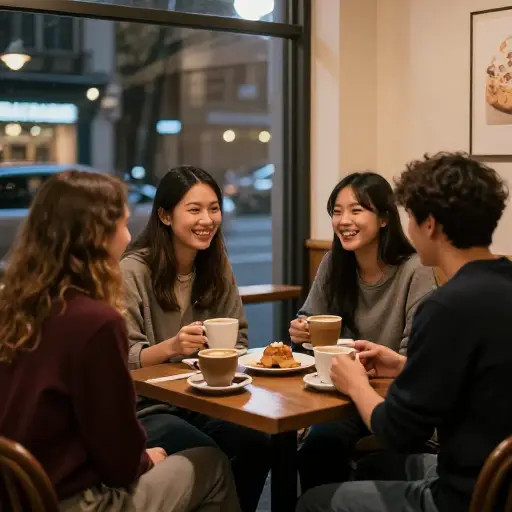那帮朋友总是在周五晚上在当地咖啡馆聚会。