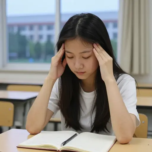 她在考试前默默把重要公式在脑海里过了一遍。