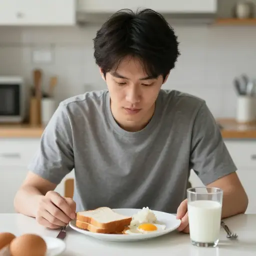 他可能还没吃完早饭。