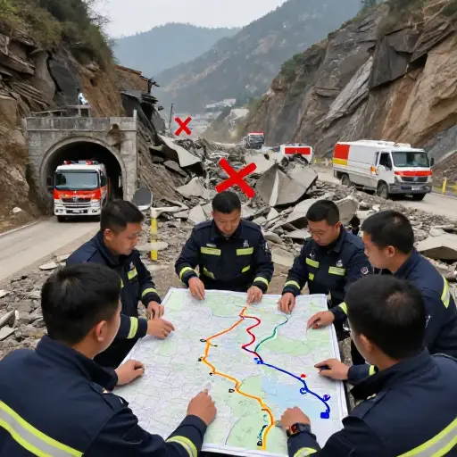 救援队选了能最快到达灾区的路线。