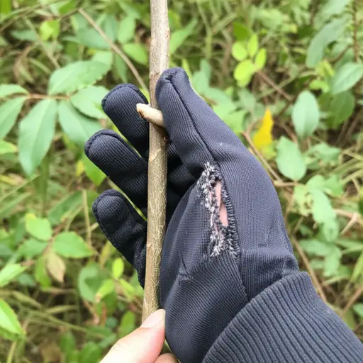 锋利的树枝刺穿了他的手套。