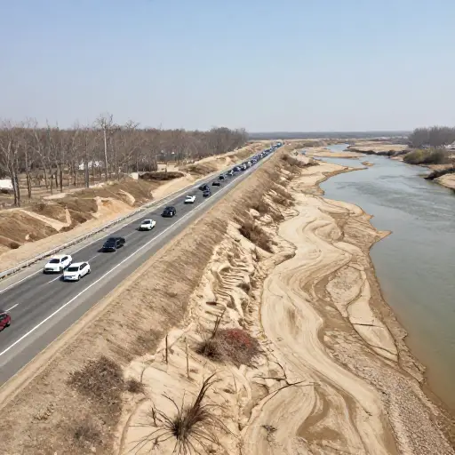 数百万车辆在一条死河旁边的高速公路上行驶，那里几十年前曾经生机勃勃。