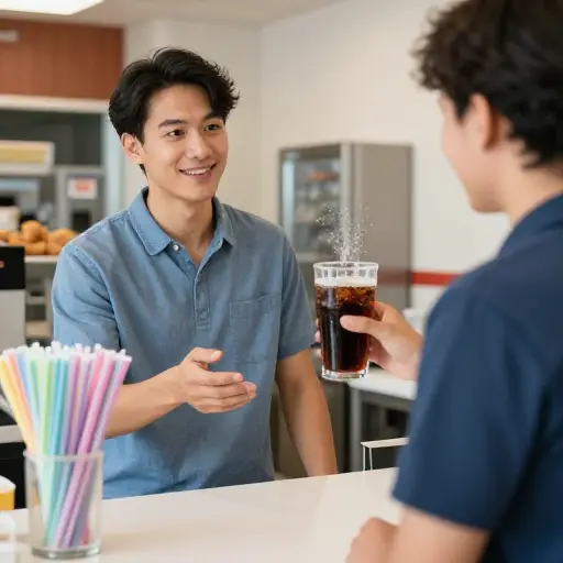请问能给我一根吸管喝汽水吗？