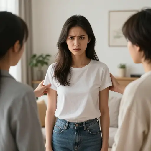 她很生气，但我们设法让她冷静了下来。