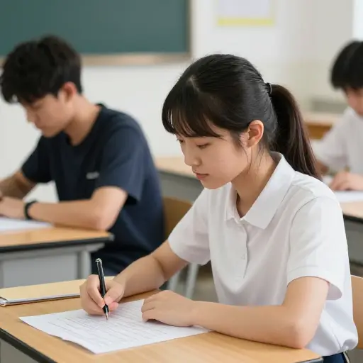 她经常在考试时抄袭同学。