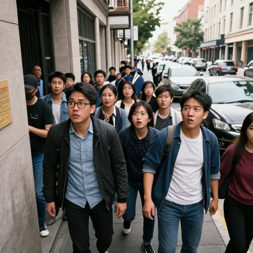 我们冲到街上看是什么噪音。