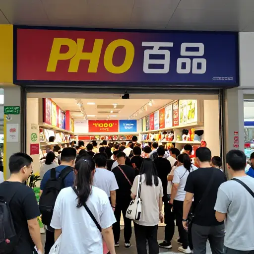 促销期间，顾客们涌入了百货商店。