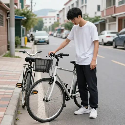 我的自行车坏了，所以暂时用我妈的。