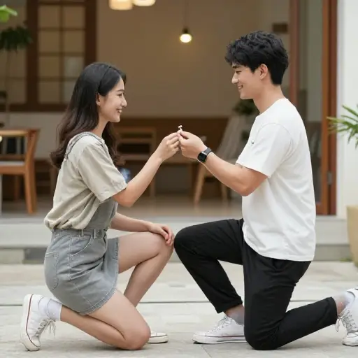 令她高兴的是，玛丽接受了他浪漫的求婚。