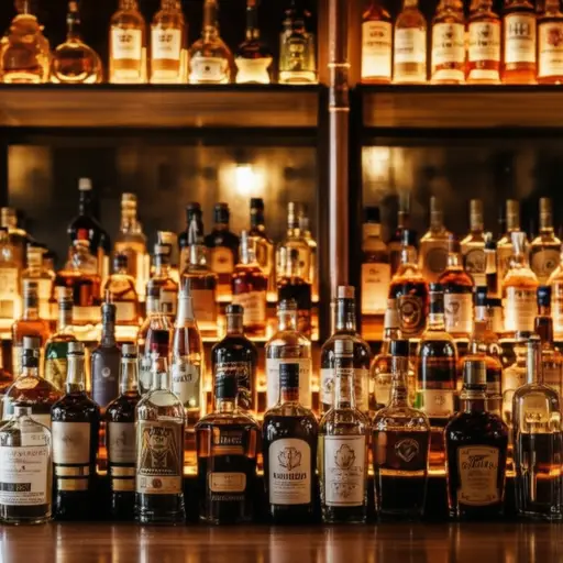 酒吧里摆满了各种烈酒。