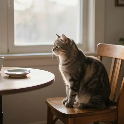 猫喜欢每天早上坐在那把椅子上。