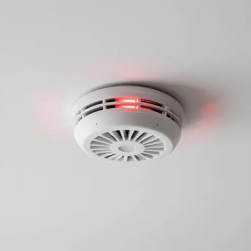 烟雾报警器发出高音调的声音。