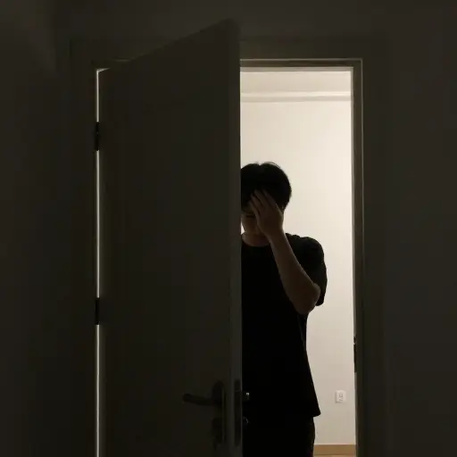 我在黑暗中撞到了门。