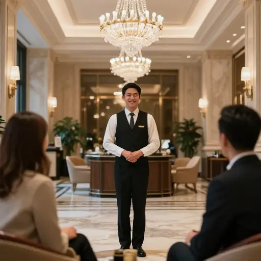 这家酒店以其奢华的装饰和无可挑剔的服务而闻名。