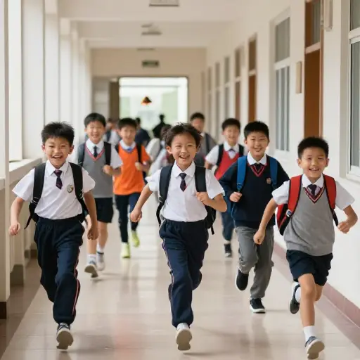 放学铃声一响，走廊里立刻充满了孩子们混杂的喧闹声。