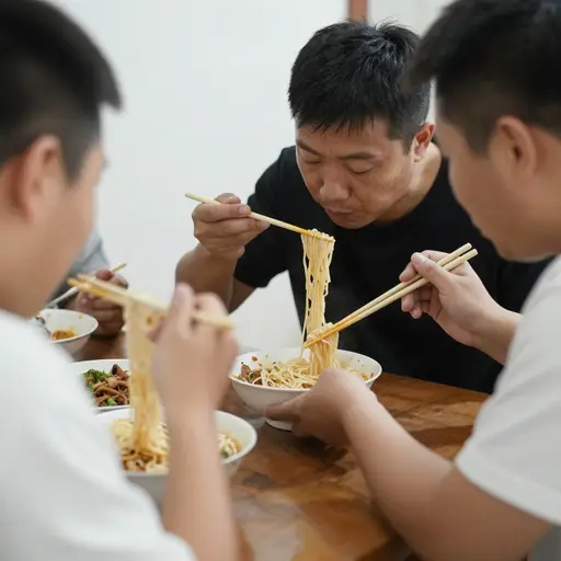 长面条是长寿的象征。