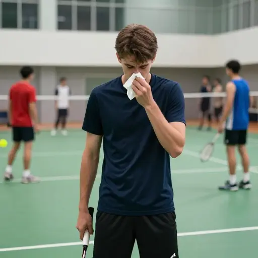 他昨天在比赛中表现不佳，因为他当时正患感冒。