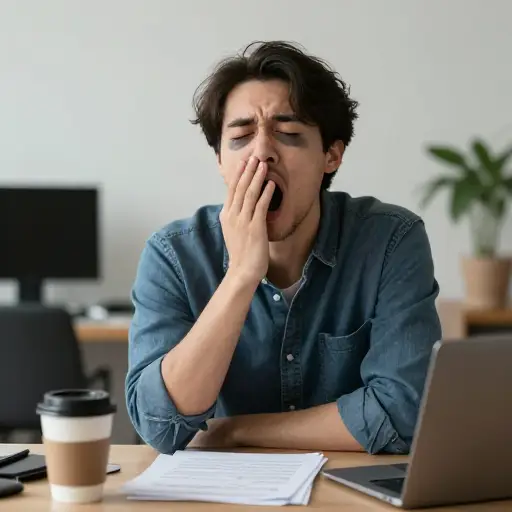 前一晚我一点都没睡，所以筋疲力尽。