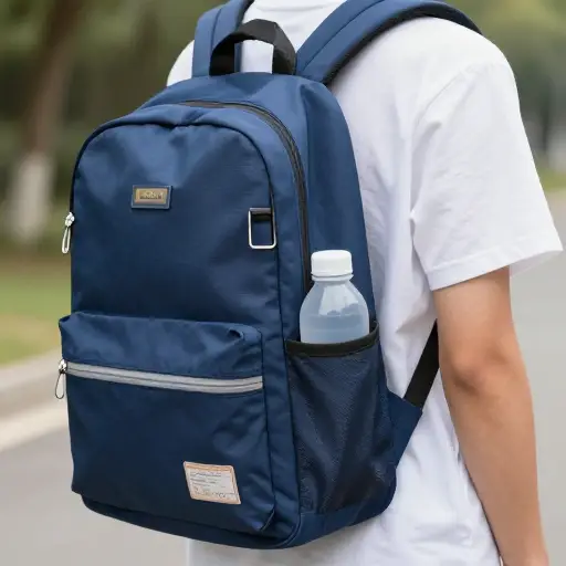 这个书包有额外的口袋放水瓶。