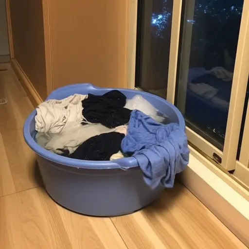 我把脏衣服泡在水里过夜。