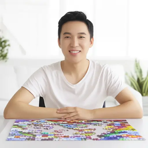 解决这个难题后，他露出了满意的笑容。