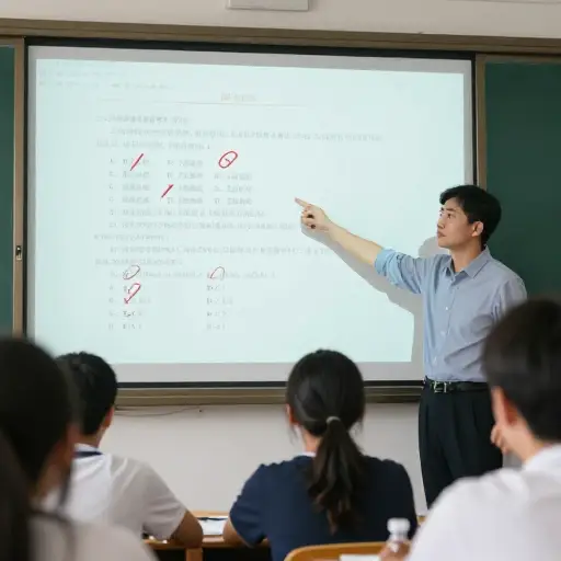 老师指出了试卷中的错误答案。