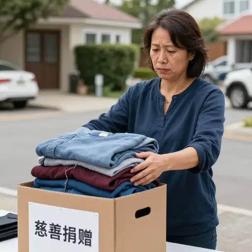 她把已故丈夫的衣服捐给了慈善机构。