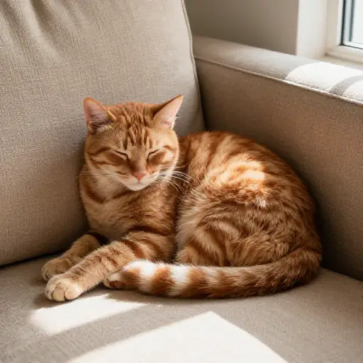 那只猫在沙发上舒适的位置一动不动。