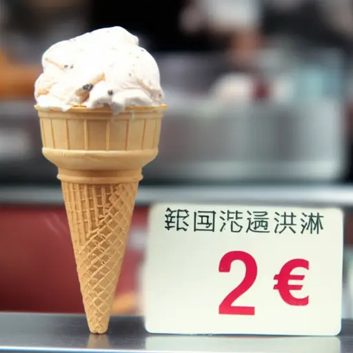 这个冰淇淋的价格是两欧元。