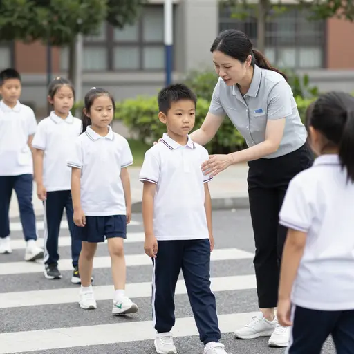 小孩子在学校学习道路安全知识。