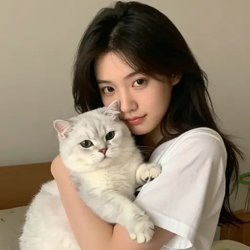 我姐姐养了一只宠物猫。