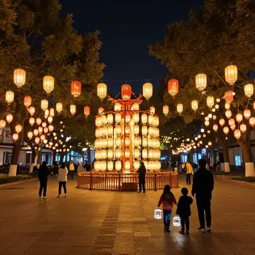 花灯展照亮了整个广场。