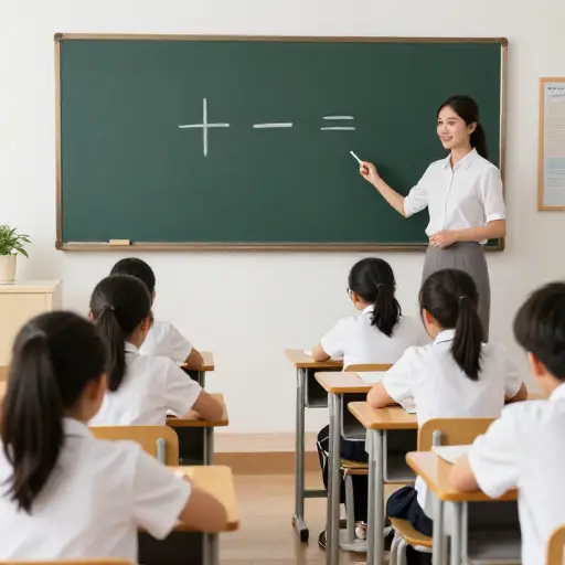 学生们正在练习基础算术，比如加减法。