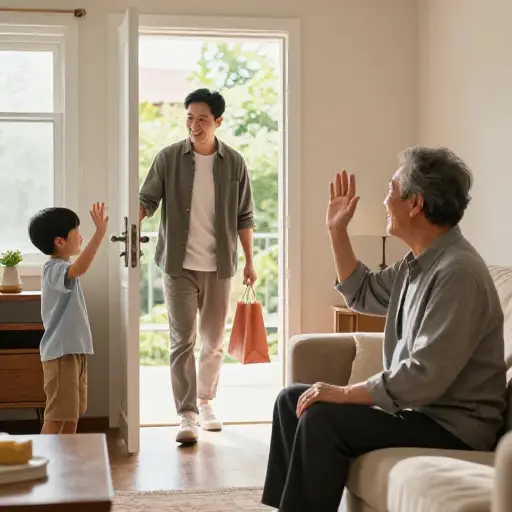 这个周末，我儿子会带着他的儿子——我的孙子——来看我。