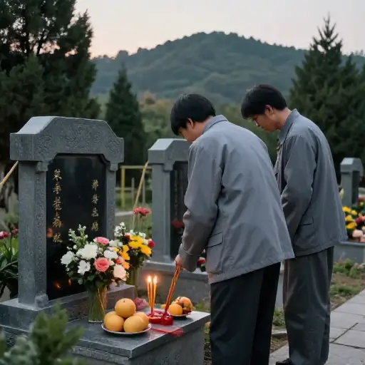 我们来祭拜祖父母。