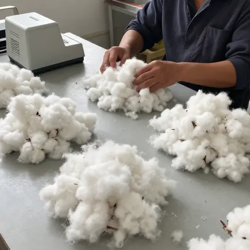 这位棉花分级员将纤维按质量分成了三个等级。