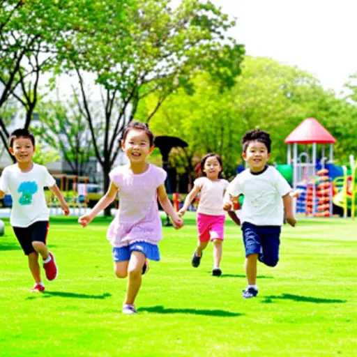 孩子们在公园玩耍时充满了欢乐。