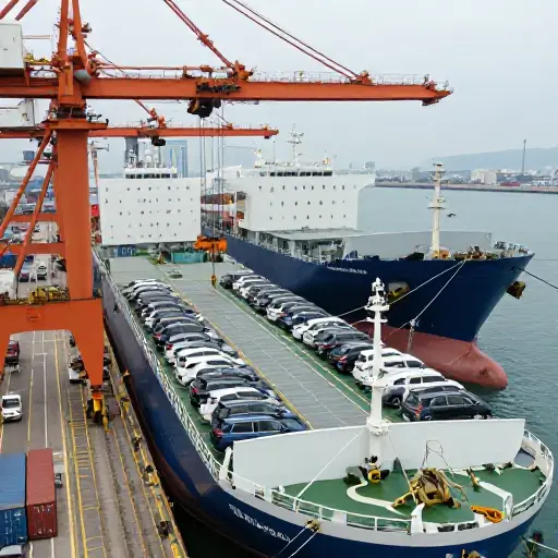 我们从日本进口大量汽车。