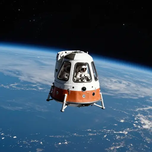 宇航员们安全地乘坐太空舱返回地球。