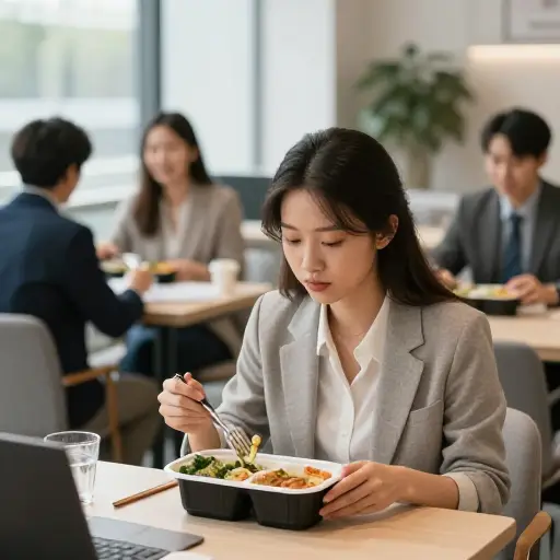 她担心同事会认为她不合群，因为她经常独自吃午饭。