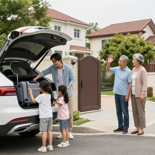 我们正在送孩子们去和我父母住几周。