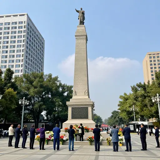 他们在市中心建了一座战争纪念碑以纪念阵亡英雄。