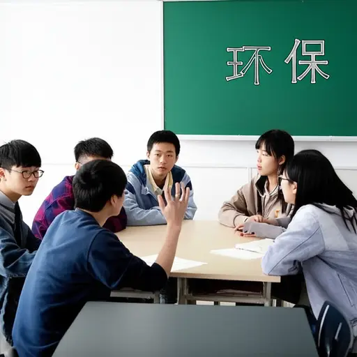 学生们在课堂上热烈讨论环保问题。