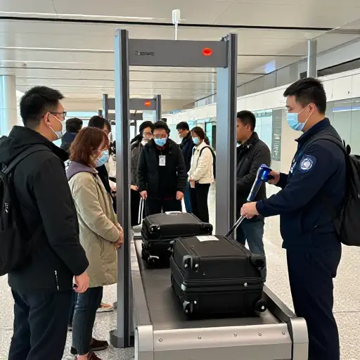 机场有严格的安全措施以确保安全。