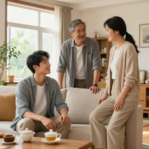 我暂时和父母住在一起。