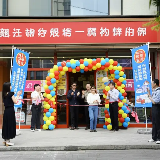 新店开业时伴随着大量宣传和庆祝活动。