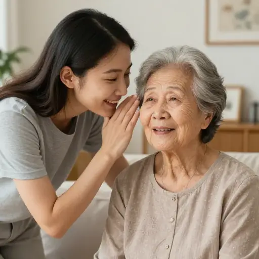 现在我长大了，对母亲说话非常温柔。