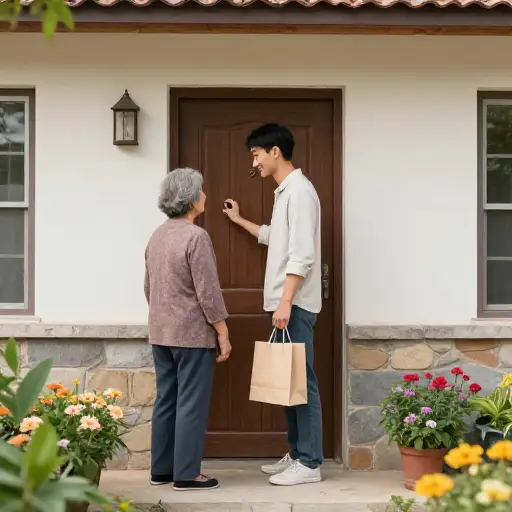 我回家时会去拜访我的祖母。