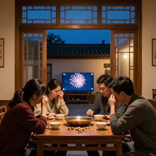 除夕夜我们会一起守岁到很晚。